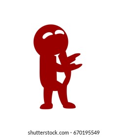 Cartoon icon emotional character, moving and gesticulating. Funny businessman with necktie applauses approvingly.