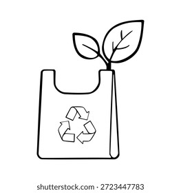  ícone de desenho animado Saco de plástico do ambiente após o projeto digital simples de reciclagem