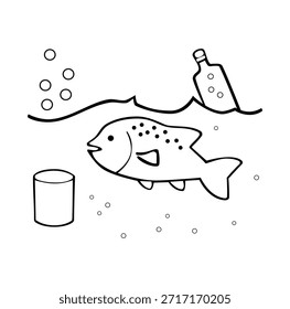 Cartoon Icon Environment Polluted River Simple Digital Design