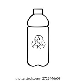 El ambiente del icono de la historieta recicla la botella plástica después de diseño digital simple usado
