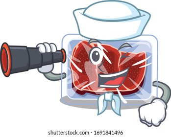 A cartoon icon of frozen beef Sailor with binocular