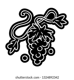 cartoon icon of grapes on vine