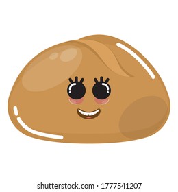 Cartoon icon of a happy bun bread - Vector