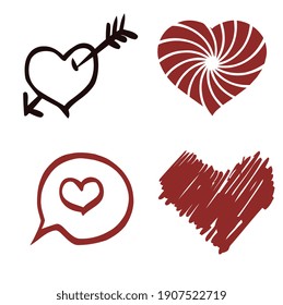 cartoon icon of heart for valentine symbol bundle illustration