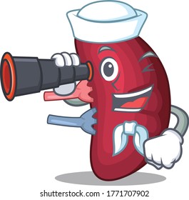 A cartoon icon of human spleen Sailor with binocular