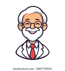 Cartoon icon illustration of a scientist