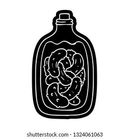 cartoon icon jar of pickled gherkins