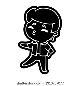 cartoon icon kawaii 1950 cute boy