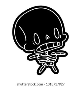 cartoon icon kawaii cute dead skeleton 