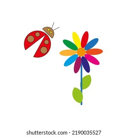 Cartoon icon and ladybug
