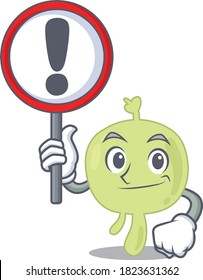 A cartoon icon of lymph node with a exclamation sign board