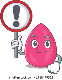 Un icono de dibujos animados de una esponja de maquillaje con un cartel de exclamación. Ilustración del vector