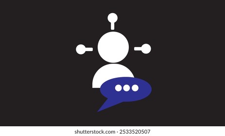cartoon icon man with thought. Business concept. Silhouette illustration on black background.