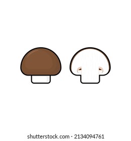 Cartoon icon of mushroom. mushroom icon. Fresh, vegetable, whole and slice. Food icon concept isolated vector illustration.
