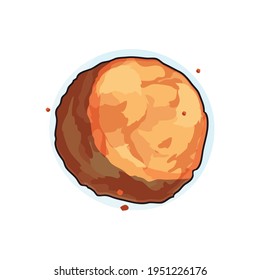 Cartoon icon of orange planet on white background vector illustration