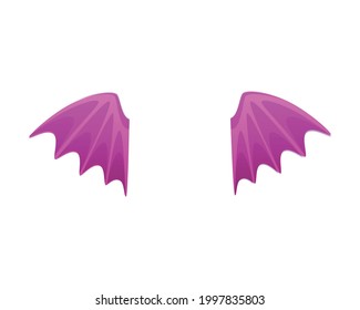 Cartoon icon with pair of small purple animal or monster wings isolated vector illustration