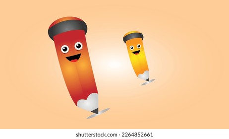 Cartoon Icon of Pencil representing excitement for school.