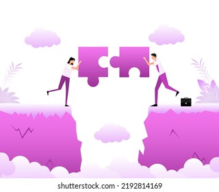 Cartoon icon with people chasm. Business concept. Team concept.