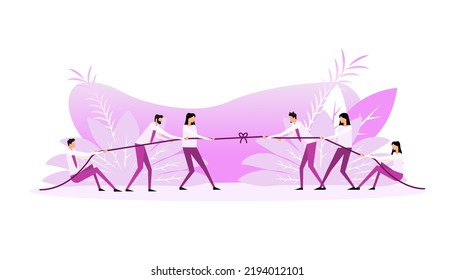 Cartoon icon with people chasm. Business concept. Team concept.