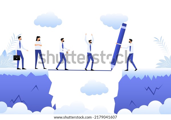 Cartoon icon with people chasm. Business
concept. Team concept.