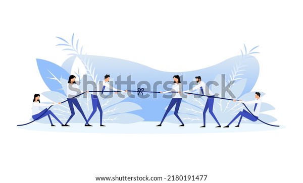 Cartoon icon with people chasm. Business
concept. Team concept.