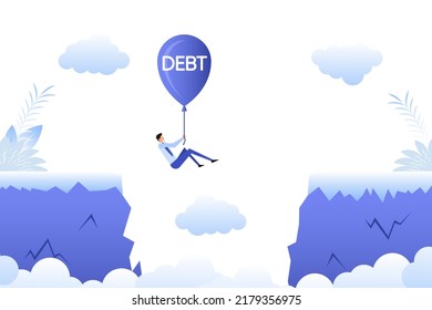Cartoon icon with people chasm. Debt concept. Team concept.
