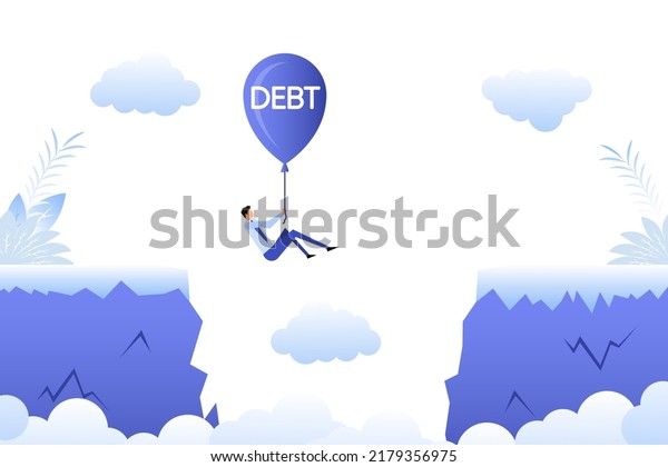 Cartoon icon with people chasm. Debt concept.
Team concept.