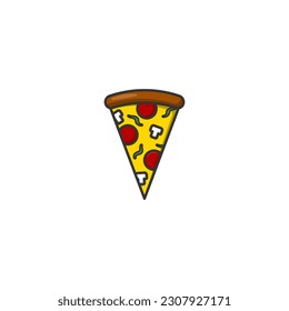 Cartoon icon of pizza. Food icon. , Meat, Vegetable, Mushroom, and Sausage. Pizza cartoon.