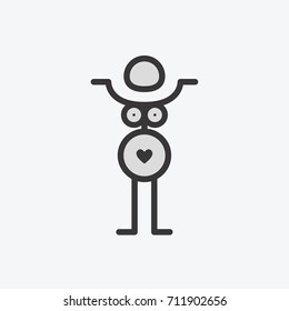 Cartoon icon of a pregnant girl. Birth of a child. Vector graphic illustration, logo silhouette for design.

