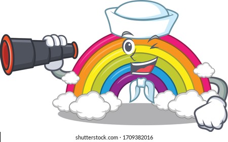 A cartoon icon of rainbow Sailor with binocular