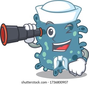 A cartoon icon of rickettsia Sailor with binocular