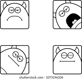 Cartoon Icon Set Devil Sad Calm Stock Vector (Royalty Free) 1073196104 ...