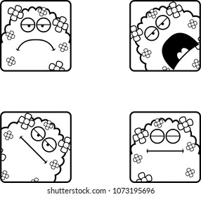 A cartoon icon set of a plant monster with sad and calm expressions.