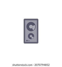 Cartoon icon of single bass column of sound loudspeaker, flat vector illustration isolated on white background. Audio and music electronic equipment element.