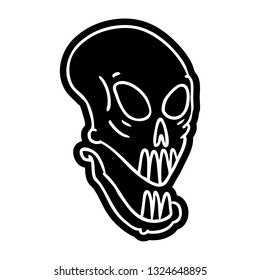 icono de caricatura de una cabeza de cráneo