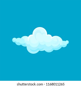 Cartoon icon of small fluffy cloud with lights and shadows. Flat vector element for print, sticker or postcard