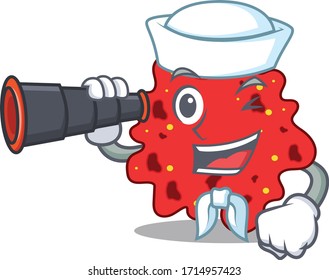 A cartoon icon of streptococcus pneumoniae Sailor with binocular