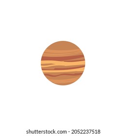 Cartoon icon or symbol of round cosmic planet, flat vector illustration isolated on white background. Solar system planet for astronomy science and space explore topic.
