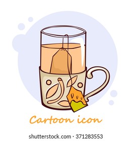 cartoon icon of tea and sweet. vector illustration