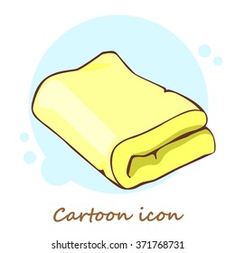 Cartoon icon of towel in doodle style. Vector illustration