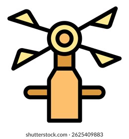 Cartoon icon of a wind turbine generating clean energy with its rotating blades