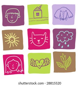 Cartoon icons - cute vector set