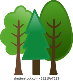 Cartoon Icons Green Trees. Tree Vector Icons on White Background