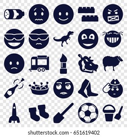 Cartoon icons set. set of 25 cartoon filled icons such as sausage, sheep, hippopotamus, baby socks, child building kit, bucket toy for beach, brush, socks, shovel
