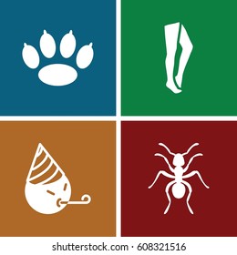 Cartoon icons set. set of 4 cartoon filled icons such as ant, tights, party emot