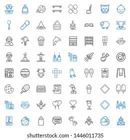 cartoon icons set. Collection of cartoon with robot, ice cream, pawprints, speech bubble, feeder, baby, axe, korean, patch, lollipop, balloons. Editable and scalable cartoon icons.