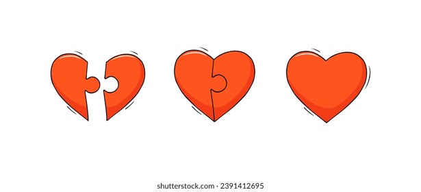 Iconos de dibujos animados - concepto de amor. Corazón rojo garabato. vector dibujado a mano sobre el amor y la relación.