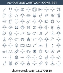 cartoon icons. Trendy 100 cartoon icons. Contain icons such as showing tongue emot, security guy, father with baby, bone, sad emot, doctor with medical reflector. cartoon icon for web and mobile.