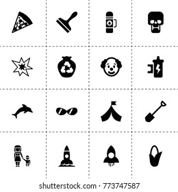 Cartoon icons. vector collection filled cartoon icons. includes symbols such as corn, rocket, spark coil, garbage, scraper, shovel, clown. use for web, mobile and ui design.