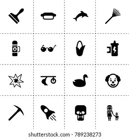 Cartoon icons. vector collection filled cartoon icons. includes symbols such as plow, corn, duck, rocket, spark coil, rake, scraper, pick. use for web, mobile and ui design.